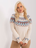 Helle beige Damen Pullover in Übergröße mit geometrischem Muster
