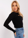 Schwarzer figurbetonter Pullover mit Streifen