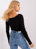 Schwarzer figurbetonter Pullover mit Streifen