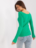 Grüner klassischer Pullover mit Ausschnitt