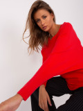 Roter Oversize-Pullover mit Fledermausärmeln