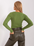 Helle grüne gestreifte Pullover mit V-Ausschnitt