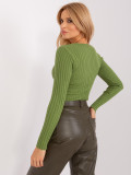Helle grüne gestreifte Pullover mit V-Ausschnitt