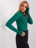 Grüner figurbetonter Strickpullover mit Rollkragen