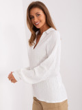 Ecru lockere Bluse mit V-Ausschnitt