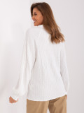 Ecru lockere Bluse mit V-Ausschnitt