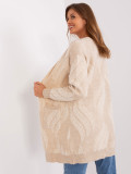 Helle beige weiche Strickjacke mit Taschen