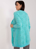Minzfarbener Cardigan mit Muster