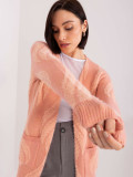 Rosa Strickjacke mit Taschen