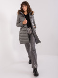 Dunkelgraue Winter Steppjacke