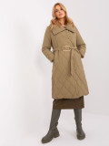 Khaki lange Winterjacke mit Steppung