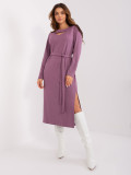 Lila Midi-Kleid mit Ausschnitt