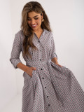 Elegantes graues Midi-Kleid mit 3/4-Ärmeln