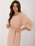 Elegantes Midi-Kleid in Camel-Farbe