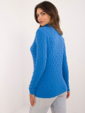 Blauer Pullover mit Rollkragen