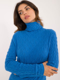 Blauer Pullover mit Rollkragen