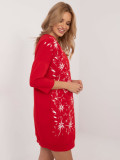 Stylisches rotes Freizeitkleid mit Blumenmuster