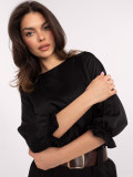 Elegante schwarze Bluse mit 3/4-Ärmeln