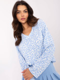 Stilvolle weiße Bluse mit blauem Tiermotiv