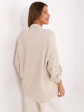 Beige Damenbluse mit langen Ärmeln