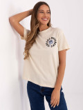 Beige T-Shirt mit kurzen Ärmeln