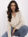 Beige klassische Bluse mit langen Ärmeln