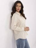 Beige klassische Bluse mit langen Ärmeln