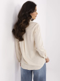 Beige klassische Bluse mit langen Ärmeln