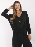 Schwarze Bluse mit 3/4-Ärmeln