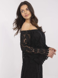 Elegante schwarze Bluse mit Spitze