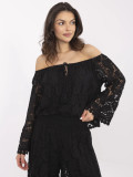 Elegante schwarze Bluse mit Spitze