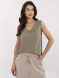 Stylische khaki Bluse ohne Ärmel