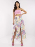 Beige Midi-Rock mit Blumenmuster