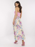 Beige Midi-Rock mit Blumenmuster