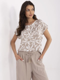 Beige Bluse mit kurzen Ärmeln