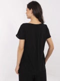 Elegante schwarze Bluse mit V-Ausschnitt