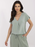 Bequeme Bluse in Pistazienfarbe