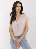 Beige Bluse mit V-Ausschnitt