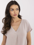 Beige Bluse mit V-Ausschnitt