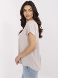 Beige Bluse mit V-Ausschnitt