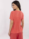 Korallenbluse mit V-Ausschnitt