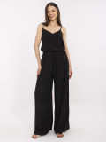 Stylische schwarze Hose mit hohem Bund