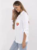 Weiße Damenbluse mit langen Ärmeln