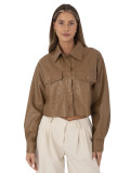 Übergangsjacke aus Kunstleder in Camel