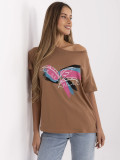 Stylisches T-Shirt mit Applikation in Beige