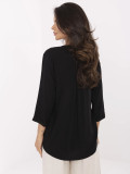 Elegante schwarze Bluse mit 3/4-Ärmeln