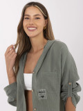 Stylische khaki Bluse mit Kapuze