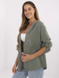 Stylische khaki Bluse mit Kapuze