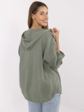 Stylische khaki Bluse mit Kapuze