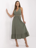 Kleid mit Volants in Khaki